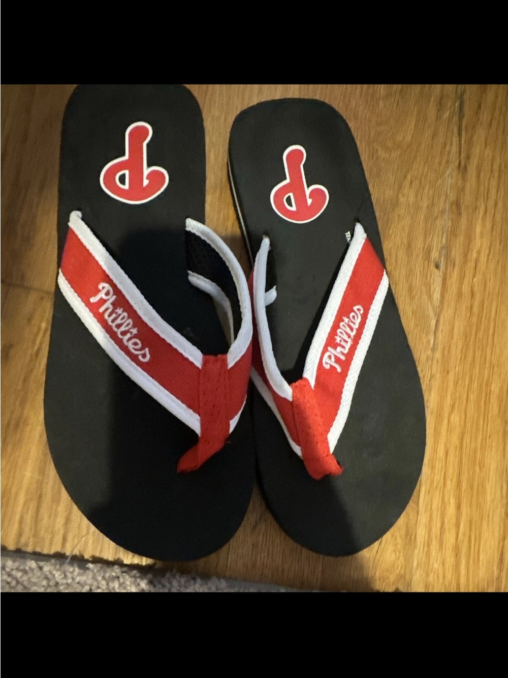 Team Beans Philadelphia Phillies MLB Flip Flops Sandals Black Red White